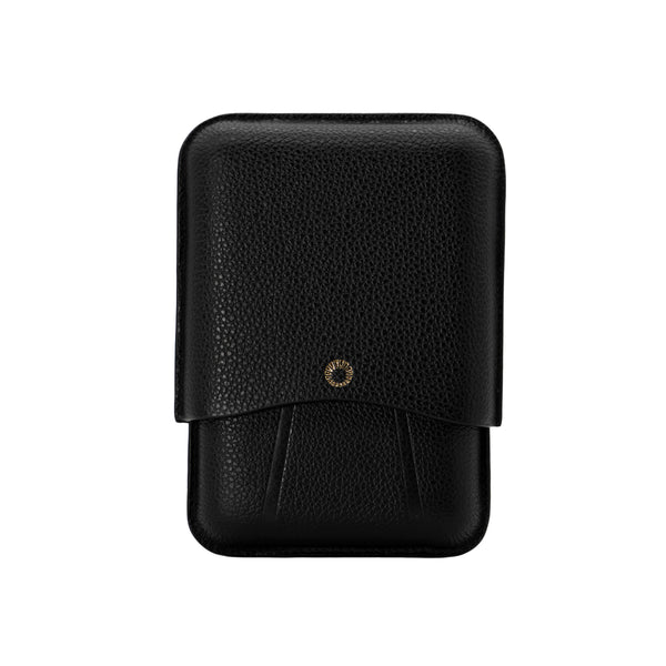 HALO cigar case in black Italian leather, front view